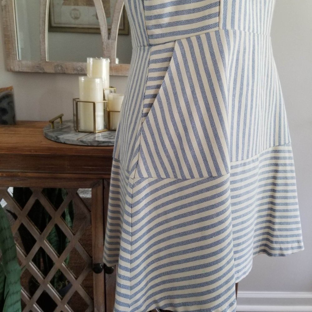 Do+Be Brand Dress. Blue & Ivory Stripe. Size Large. - Picture 3 of 12